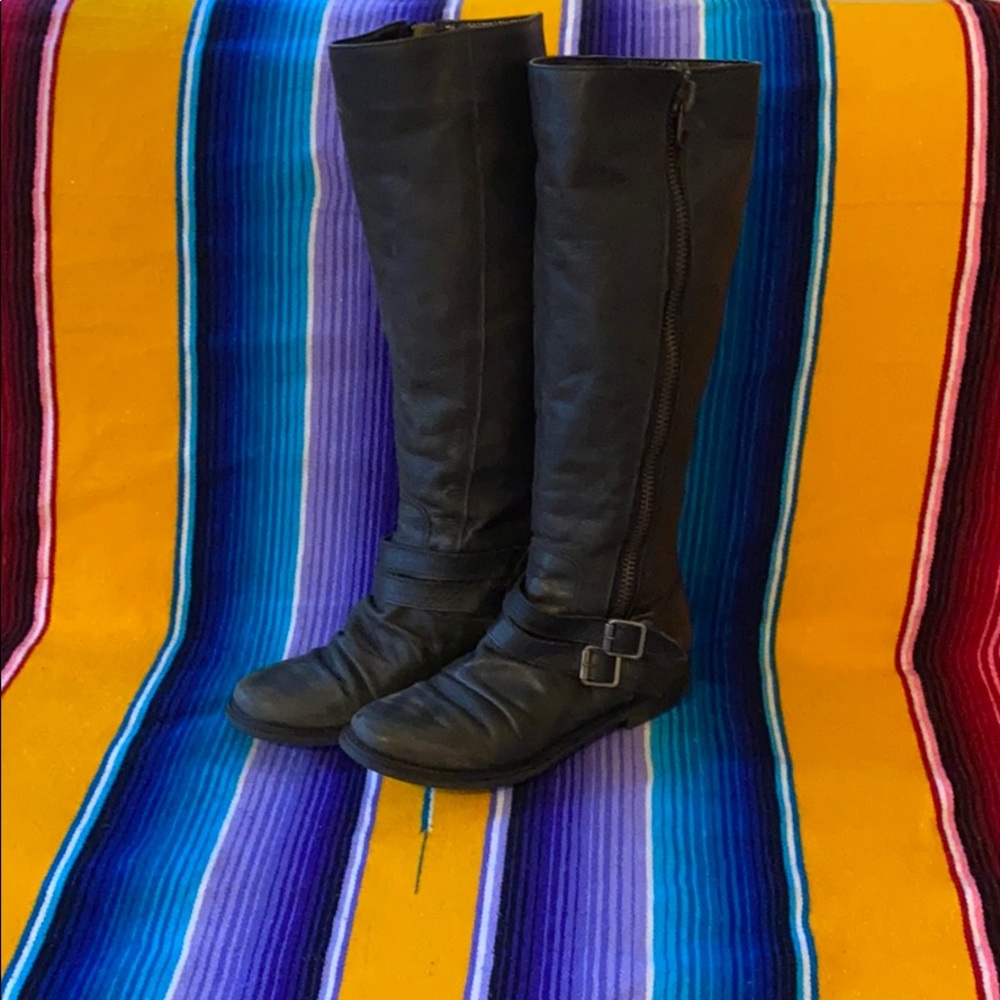 Steve Madden Savvior Tall Moto Boot, black, size 9